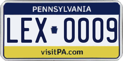 PA license plate LEX0009