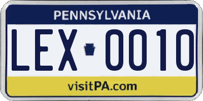 PA license plate LEX0010