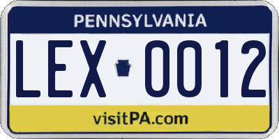 PA license plate LEX0012
