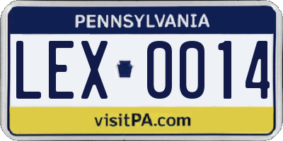 PA license plate LEX0014