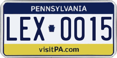 PA license plate LEX0015