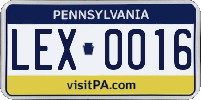 PA license plate LEX0016
