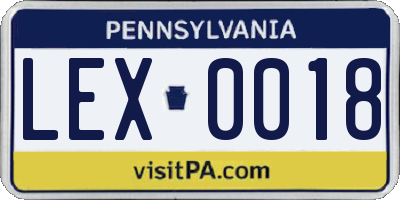 PA license plate LEX0018