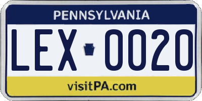 PA license plate LEX0020