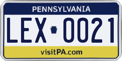 PA license plate LEX0021