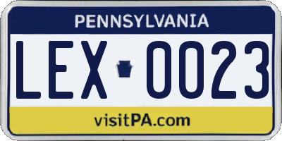PA license plate LEX0023