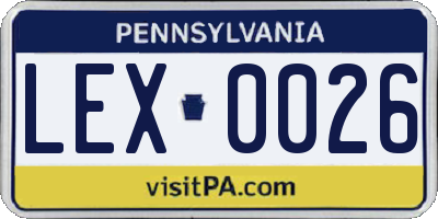 PA license plate LEX0026