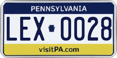 PA license plate LEX0028