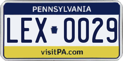 PA license plate LEX0029