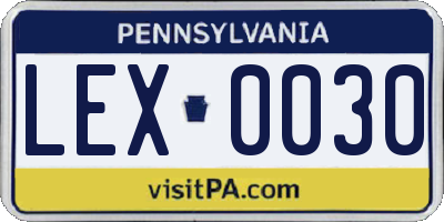PA license plate LEX0030