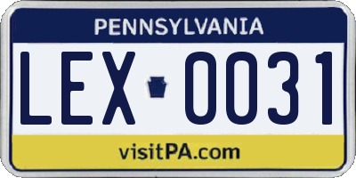 PA license plate LEX0031