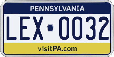 PA license plate LEX0032