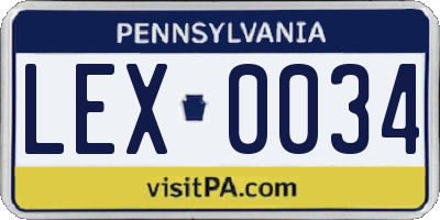 PA license plate LEX0034
