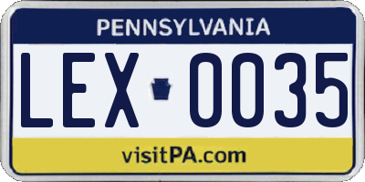 PA license plate LEX0035