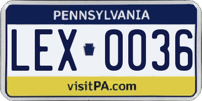 PA license plate LEX0036