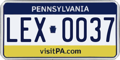 PA license plate LEX0037