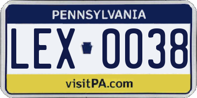 PA license plate LEX0038