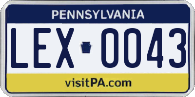 PA license plate LEX0043