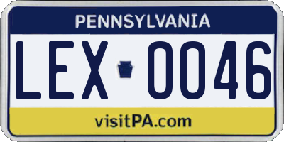 PA license plate LEX0046