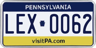 PA license plate LEX0062