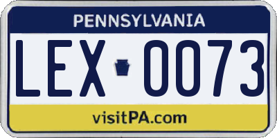 PA license plate LEX0073