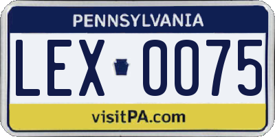 PA license plate LEX0075