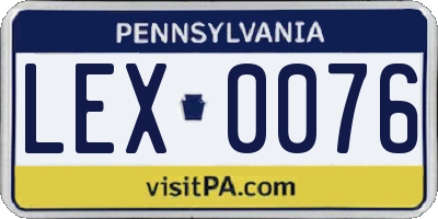 PA license plate LEX0076