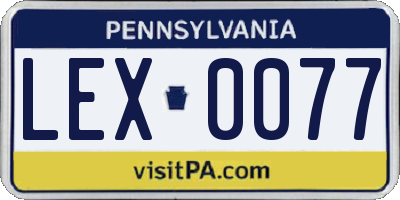 PA license plate LEX0077