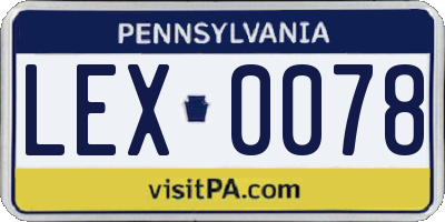 PA license plate LEX0078