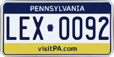 PA license plate LEX0092
