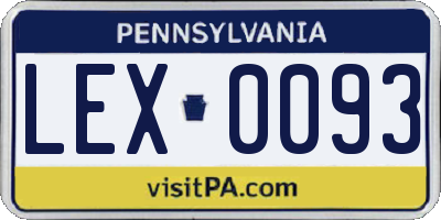 PA license plate LEX0093