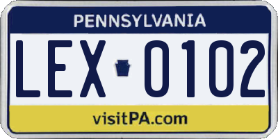 PA license plate LEX0102