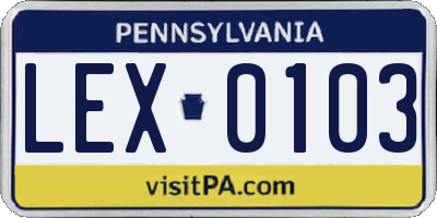 PA license plate LEX0103