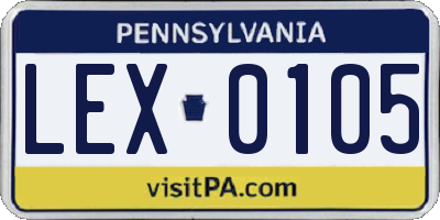 PA license plate LEX0105