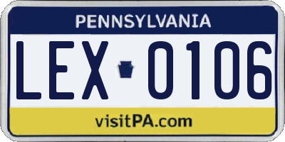 PA license plate LEX0106