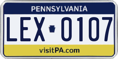 PA license plate LEX0107