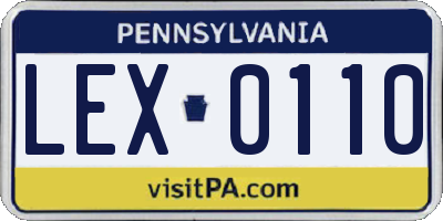 PA license plate LEX0110