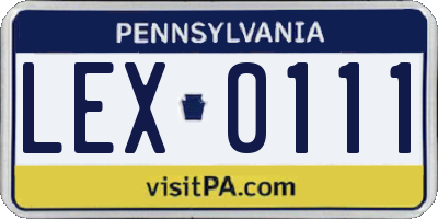 PA license plate LEX0111