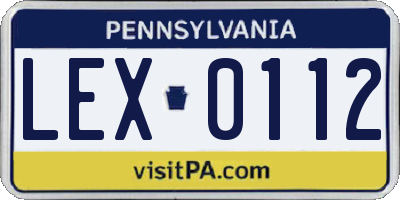 PA license plate LEX0112