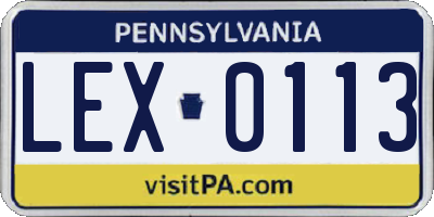 PA license plate LEX0113