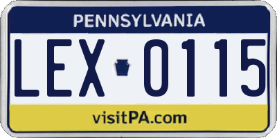 PA license plate LEX0115