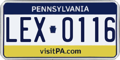 PA license plate LEX0116