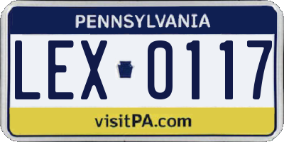 PA license plate LEX0117