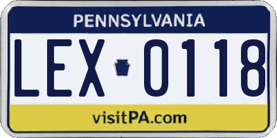 PA license plate LEX0118