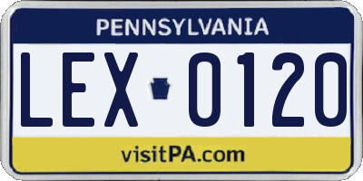 PA license plate LEX0120