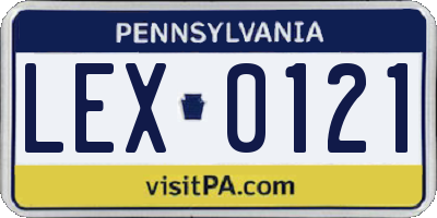 PA license plate LEX0121