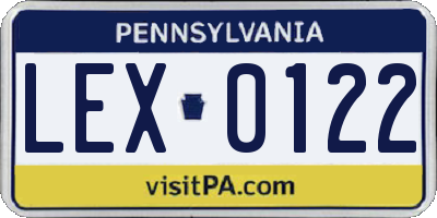 PA license plate LEX0122