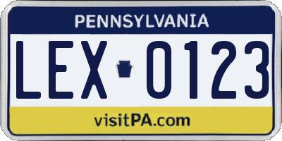 PA license plate LEX0123