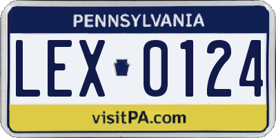 PA license plate LEX0124