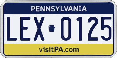 PA license plate LEX0125